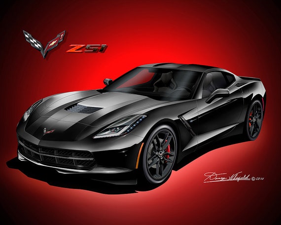 Corvette Stingray Z51 Art Print: Automotive Illustration - Etsy