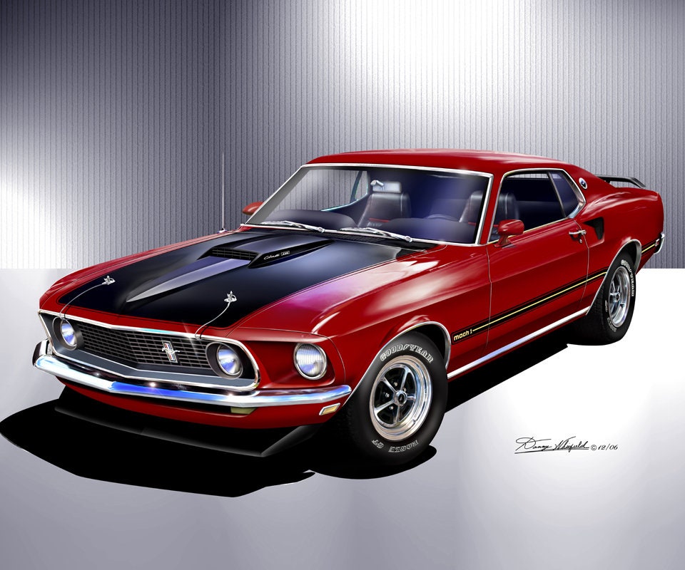 1969 Mustang Mach 1 Art Print: Vintage Car Poster by Danny