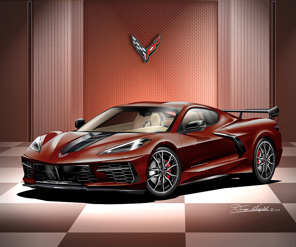 C8 Corvette Art Print, Sports Car Illustration, Automotive Wall