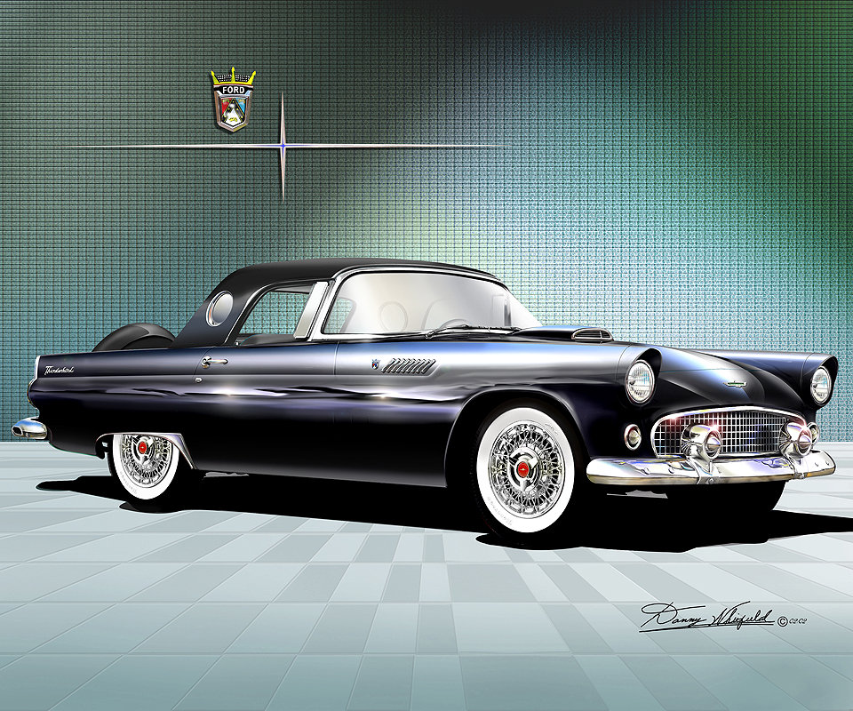 1956 Thunderbird Art Print: Classic Car, Automotive Illustration