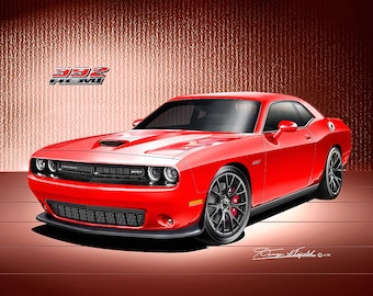 2015- 2016 Challenger Muscle Car Art Prints By Danny Whitfield  | Comes in 8 different exterior colors | Prints Posters