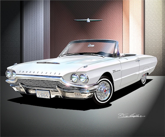1964 Thunderbird Convertible Art Print: Automotive Illustration