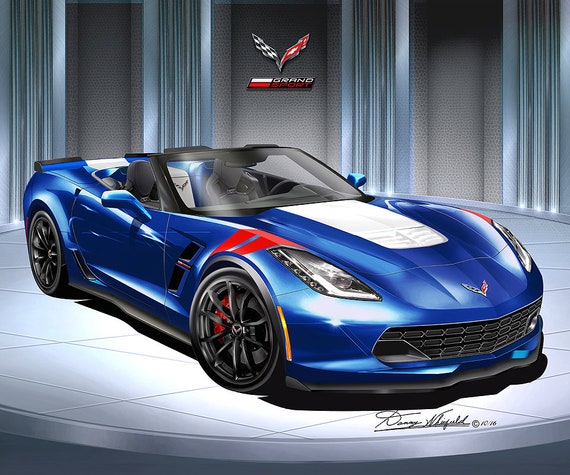 Corvette Grand Sport Art Print: Automotive Wall Decor by Danny