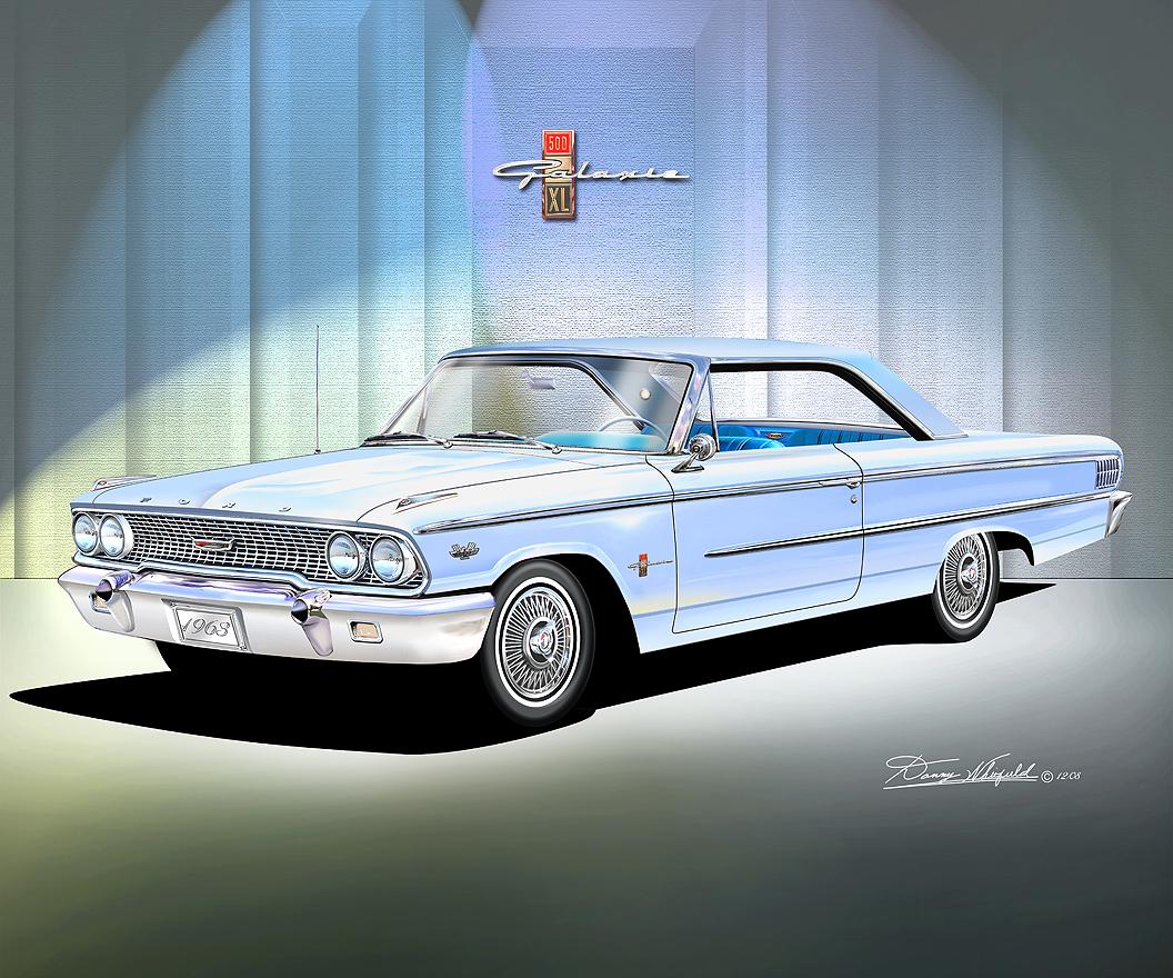 1963 Galaxie 500 XL Fastback Art Print: Wire Wheels, Car Posters