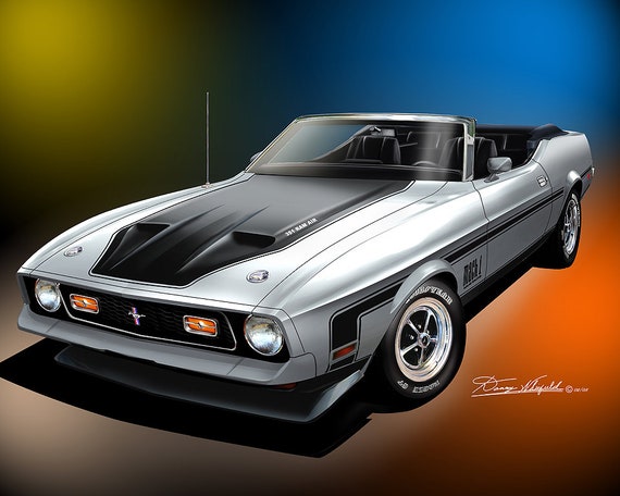 1972 Mustang Mach 1 Art Print: Automotive Fine Art Comes in 5 to