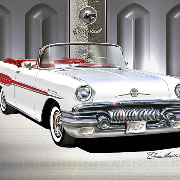 Pontiac Art Prints By Danny Whitfield  | 1957 | Pontiac Star Chief Comes in 6 different exterior colors| Car Enthusiast Wall Art