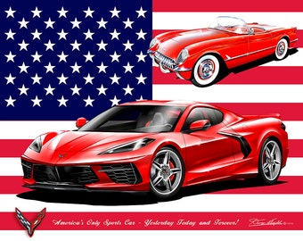 Chevrolet Corvette Stingray Art Prints by Danny Whitfield | The All American Editions -1 | 4th of July Wall Art