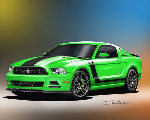 2013-2014 Mustang Boss 302 Art Print: Vintage Car Poster (5-10