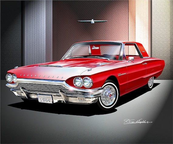 Impresión artística del Thunderbird Coupé 1964: arte mural