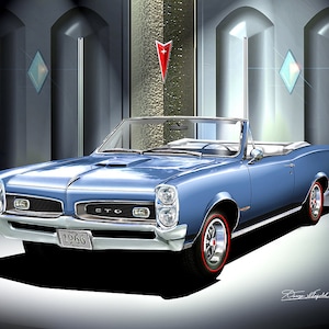 1966 Pontiac GTO Convertible Art Print: Car Enthusiast Wall Decor