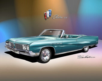 1968 Buick Electra 225 Convertible Art Print: Car Enthusiast Wall Decor