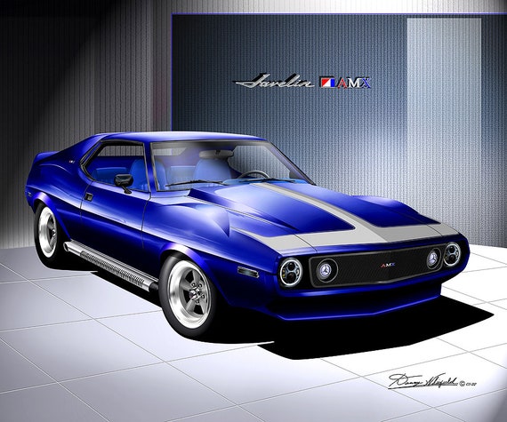 1971 AMC Javelin AMX Art Print: Customized Car Poster by