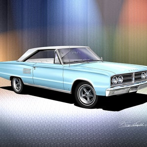 1966 Coronet Art Prints By Danny Whitfield  | Comes in 8 different exterior colors | car poster wall art vintage prints