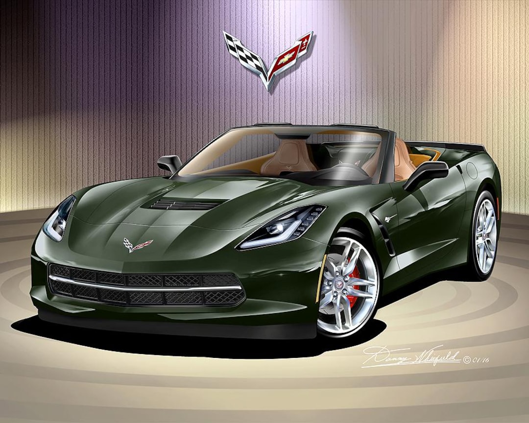 C7 Sports Car Convertible Art Print: Digital Automotive Wall Decor
