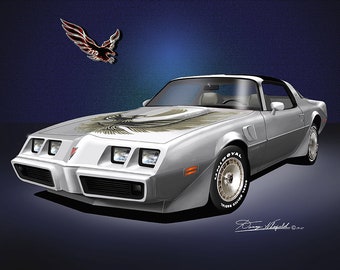 1980-1981 Pontiac Firebird Trans Am Art Prints By Danny Whitfield | Comes in 10 different exterior color| Car Enthusiast Wall Art