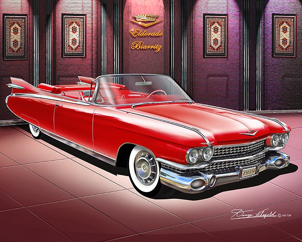 1959 Cadillac Eldorado Art Print: Vintage Car Poster by Danny