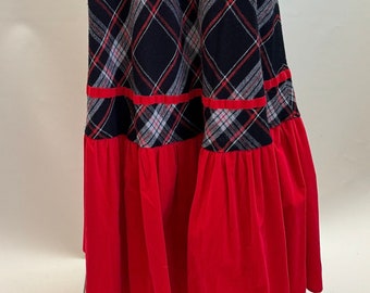 Vintage Black and Red Plaid Maxi Skirt