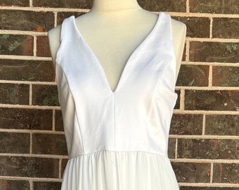 Vintage 1990’s "J for Justify" Short White Jersey Dress with Long Chiffon Overskirt