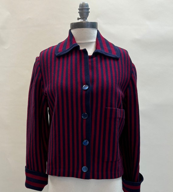 Vintage Red & Blue Striped Knit Jacket