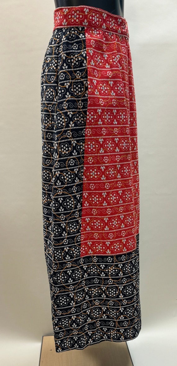 Vintage Blue and Red Floral Maxi Skirt - image 2