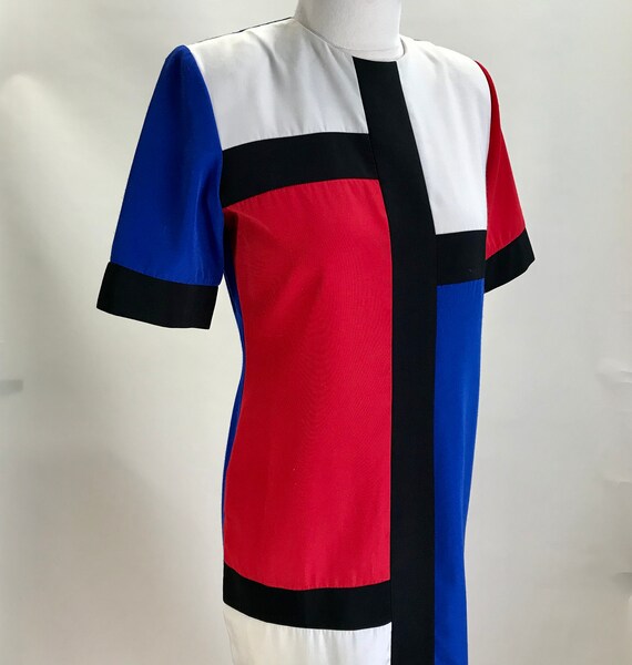 Vintage 80s Colorblock Dress//1980s Mondrian-inspi