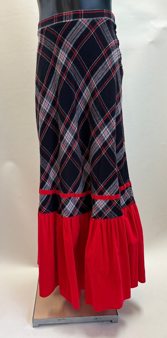 Vintage Black and Red Plaid Maxi Skirt