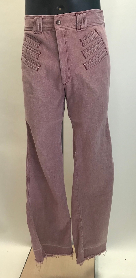 1970's Dusty Pink Denim Bell Bottom Jeans