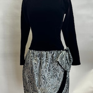 Vintage 1980’s “Lillie Rubin Exclusive” Black Velvet and Gold and Black Lame Party Dress