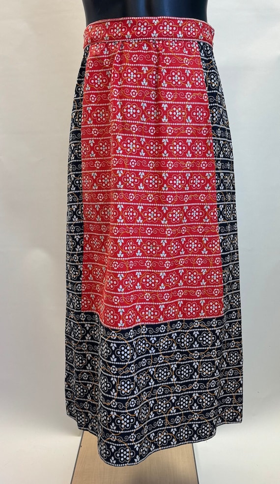 Vintage Blue and Red Floral Maxi Skirt - image 1