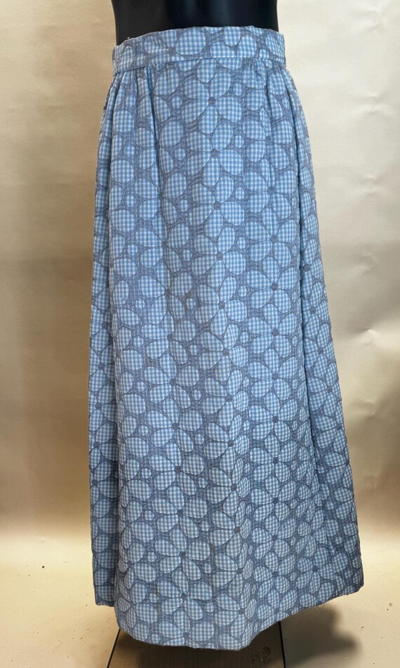 Quilted Midi Skirt Vintage Vintage Quilted Light Blue Gingham Maxi