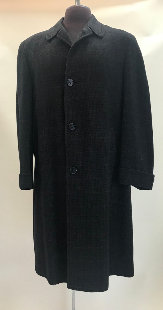 Vintage "Society Brand" Black Plaid Men's Overcoat
