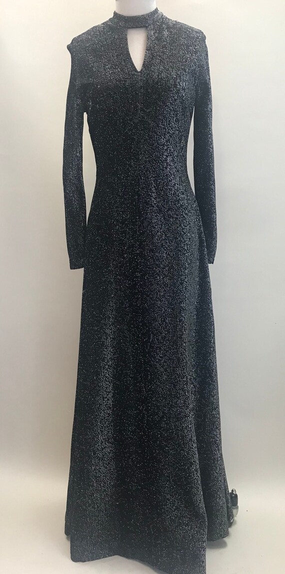 Vintage Black and Silver Maxi Dress