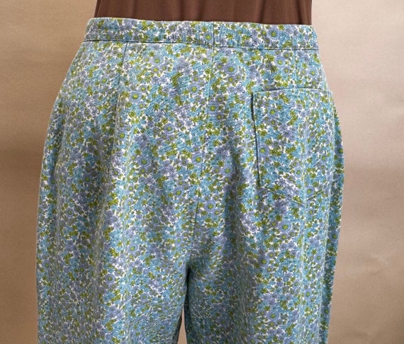 Vintage Green, Turquoise & Blue Floral High Waist… - image 4