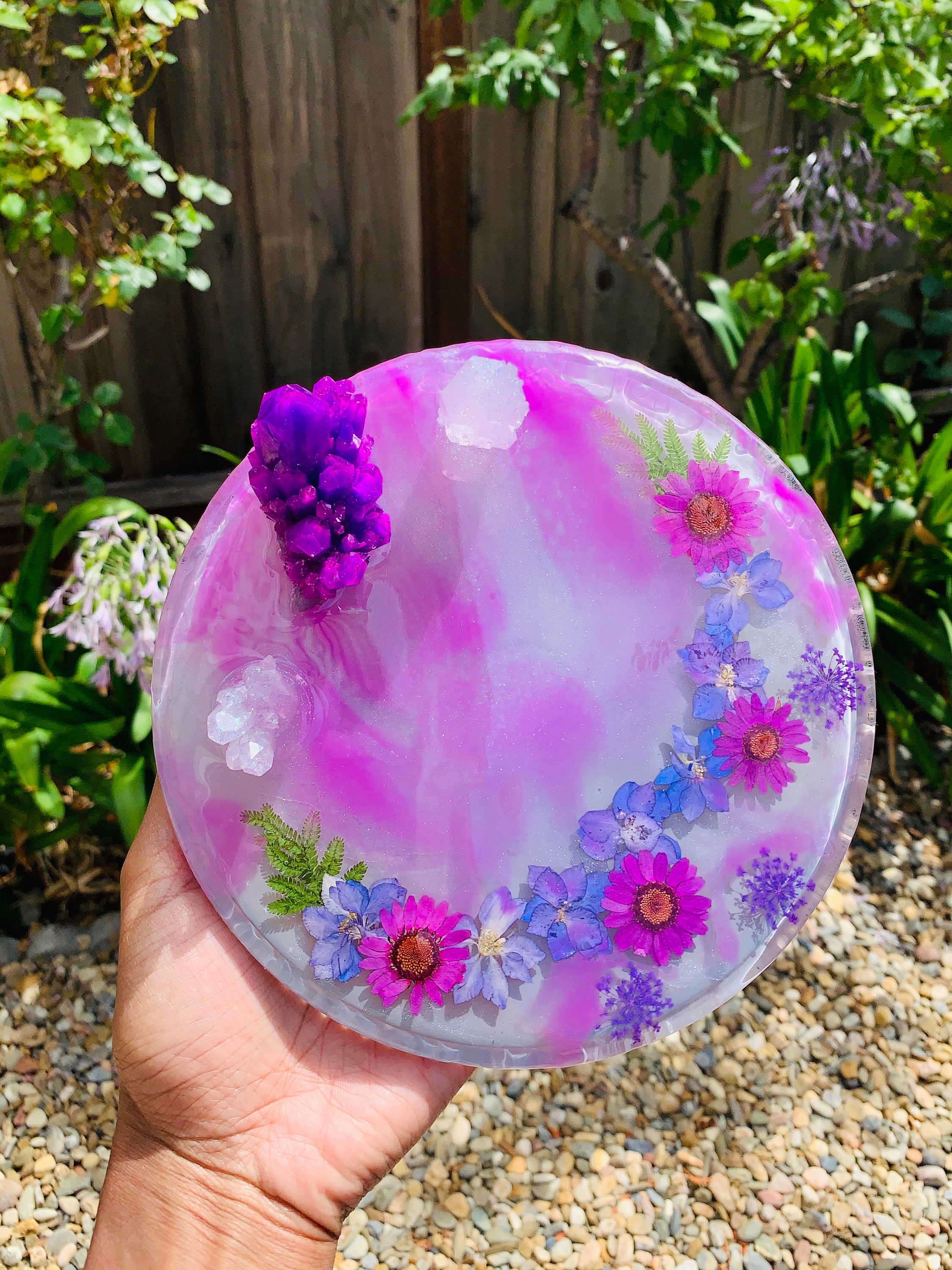 Vassoio Portagioie In Vetro A Fiore Viola – Piccolo Organizer Per Anelli E Orecchini – Regalo Donna Originale Per Compleanno, Natale - 2