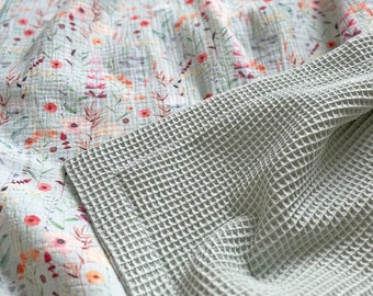 Personalisierte Waffel Musselin Baby Decke, Floral Swaddle