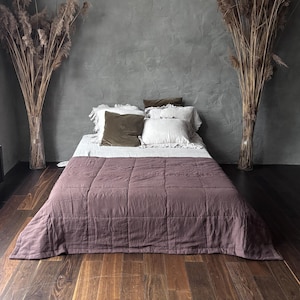 Linen Quilt Bedspread – Stonewashed Linen Coverlet in King, Queen or Single