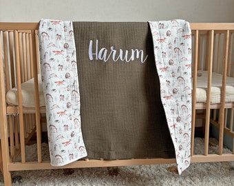 Woodland nursery bedding girl Personalized baby blanket boy Cotton blanket Baby waffle blanket Muslin swaddle Woodland toddler room decor