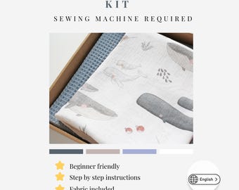 DIY Baby Blanket Sewing Kit: Muslin & Waffle Cotton, DIY Nursery Decor