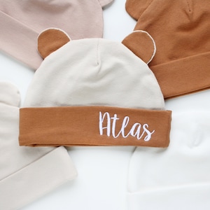 Personalized bear hat Baby teddy bear costume Baby bear hat with ears Bear bonnet Newborn bear hat with name Newborn bear outfit Baby gift