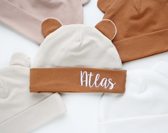 Personalized bear hat Baby teddy bear costume Baby bear hat with ears Bear bonnet Newborn bear hat with name Newborn bear outfit Baby gift