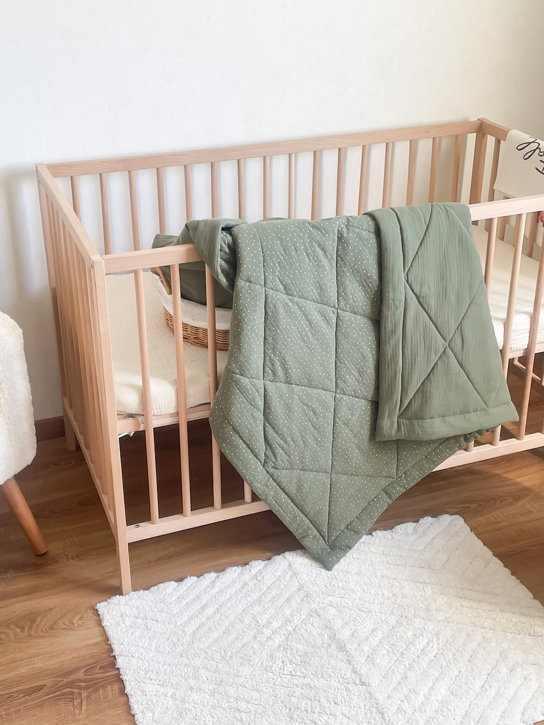 Toddler Quilt Quilted Baby Blanket Muslin Neutral Baby Quilt Muslin