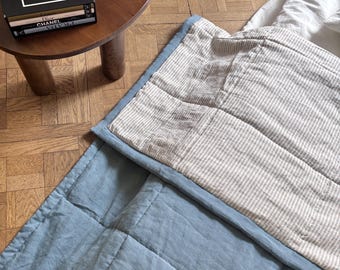 Linen bed cover Stonewashed Linen Bedspread boho Linen blanket Natural bedding Minimalist Bedroom decor Rustic bed Linen quilt queen size
