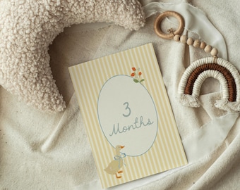 Printable baby milestone cards Digital baby milestone Monthly photo props baby Vintage nursery milestone Cottagecore nursery photo prop PDF