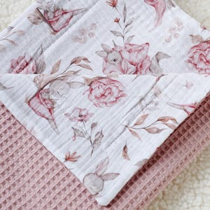 Personalisierte Waffel Baby Decke, Gestickte Wildblume Musselin Swaddle