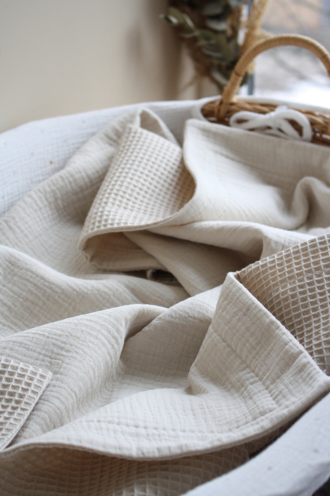 Muslin Baby Blanket Baby Waffle Blanket Oatmeal Beige Baby - Etsy