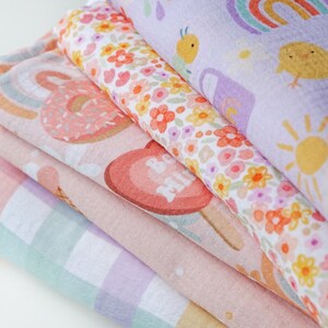 Cotton muslin fabric Cotton double gauze Muslin fabric by 0.5 yard Gingham fabric cotton Nursery fabric for kids Soft fabric baby cotton