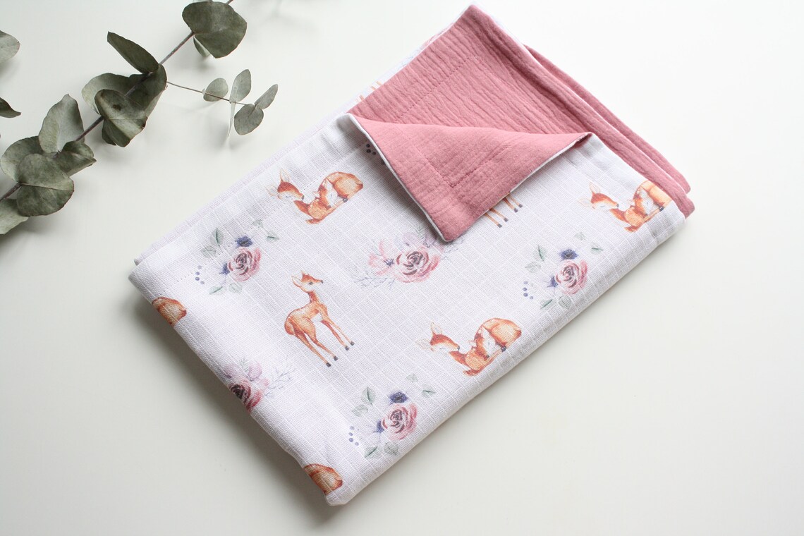 Muslin Baby Blanket Girl Baby shower gift girl Baby blanket Etsy