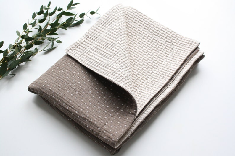 Muslin Baby Blanket Waffle Baby Blanket Beige Baby Blanket Etsy