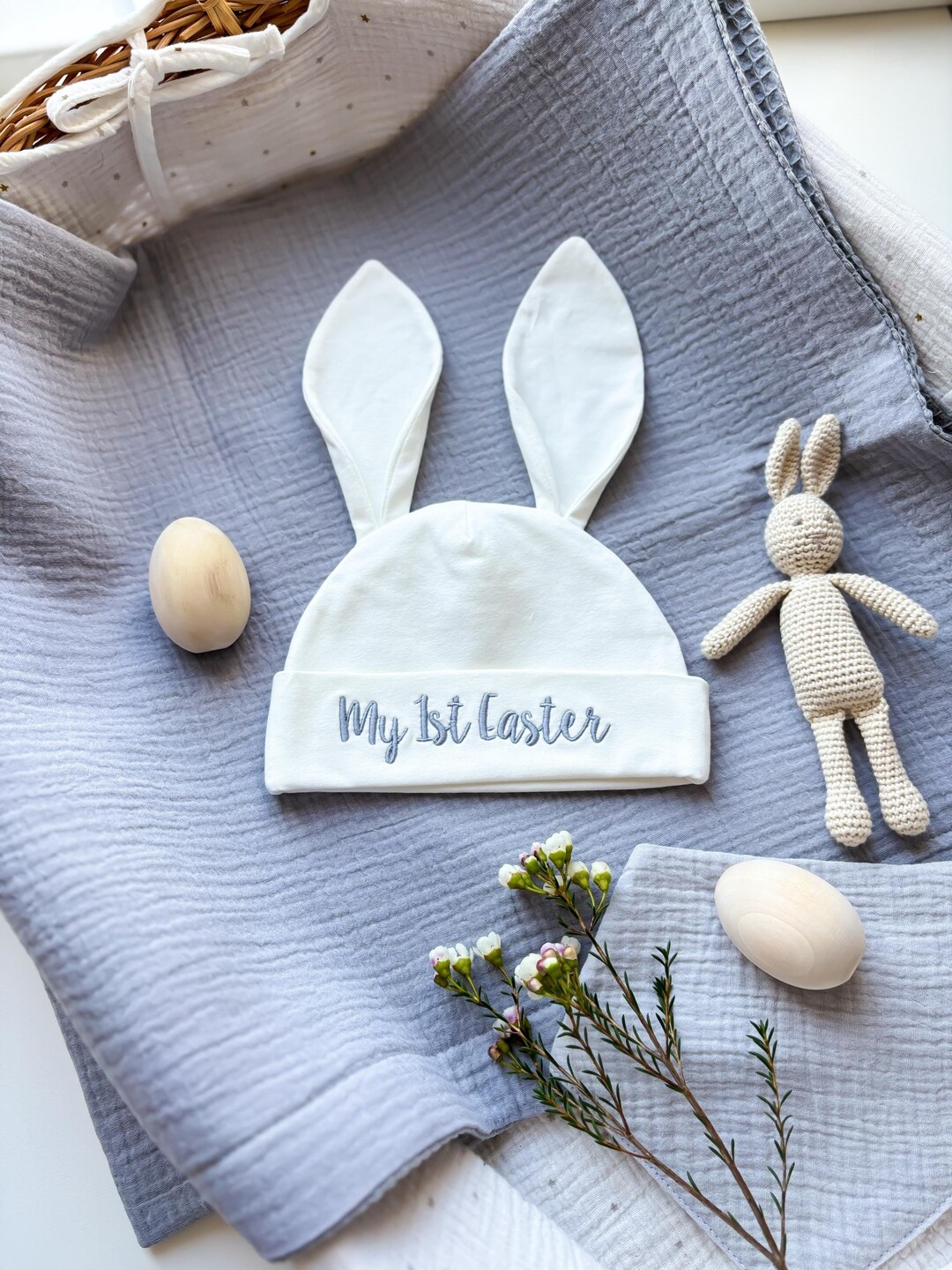 First Easter Baby Hat Personalized Newborn First Easter Outfit Bunny ...