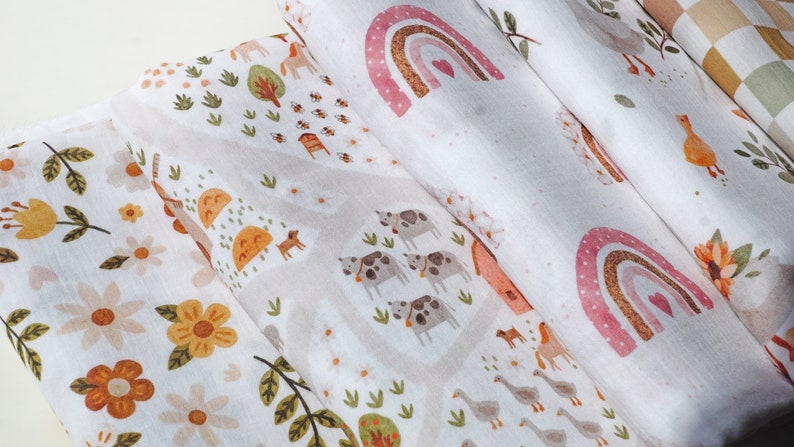 Double gauze Muslin fabric by the yard Cotton baby Fabric for kids Printed muslin Cotton fabric baby boy Nursery Fabric for baby girl quilt